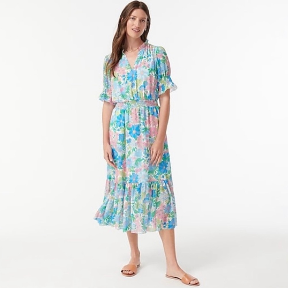 J. Crew Floral Smocked Waist Dress